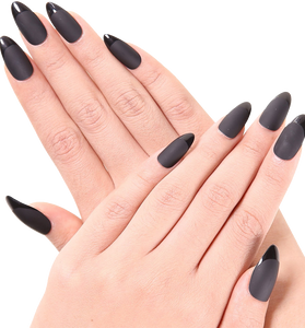 Ejiubas 24 Pcs Grey Color Matte With Glossy Finish Full Cover Talone Medium False Nail Tips