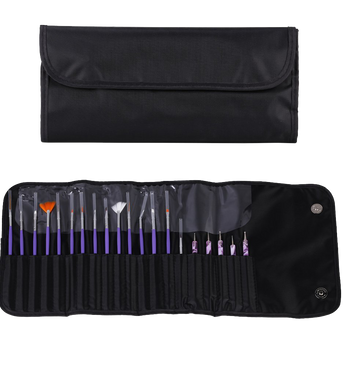 Ghb Nail Art Brushes Painting Draw Dotting Pens 24 Pieces Kit Set With Black Rollup Bag