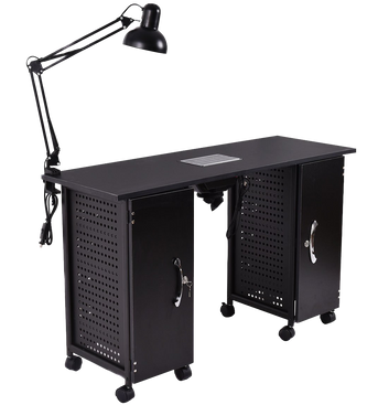 Giantex Manicure Nail Table Station Black Steel Frame Beauty Spa Salon Equipment Drawer